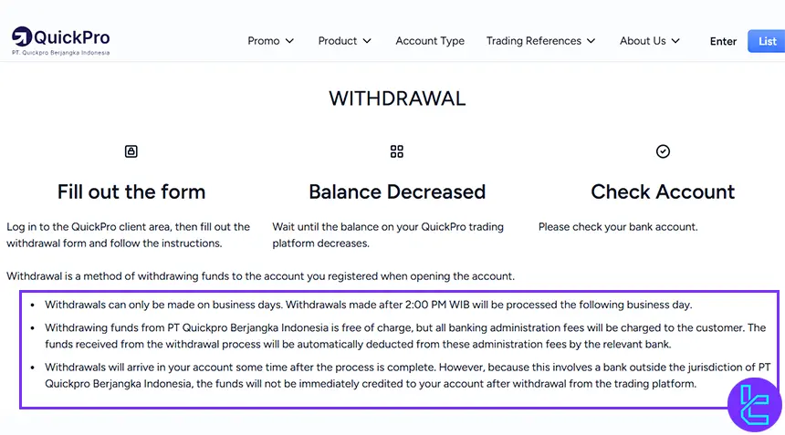 QuickPro withdrawal details