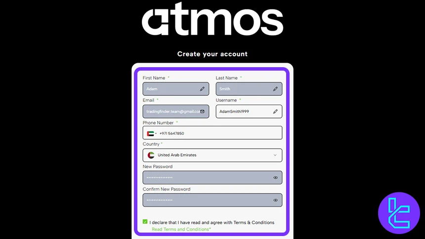 Atmos Funded registration page