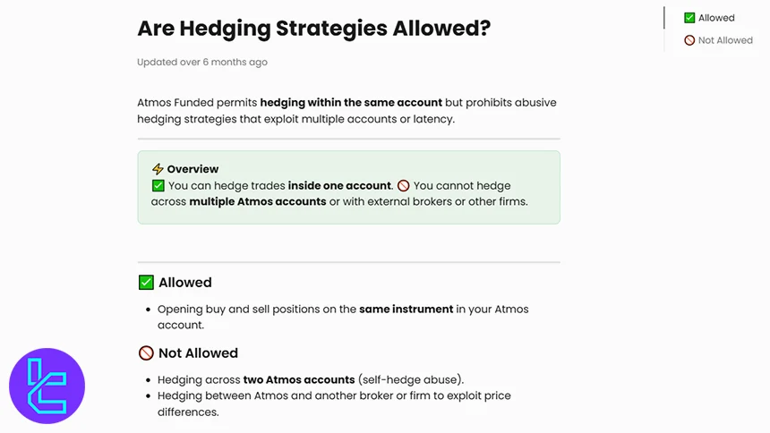 Atmos Funded hedging rules