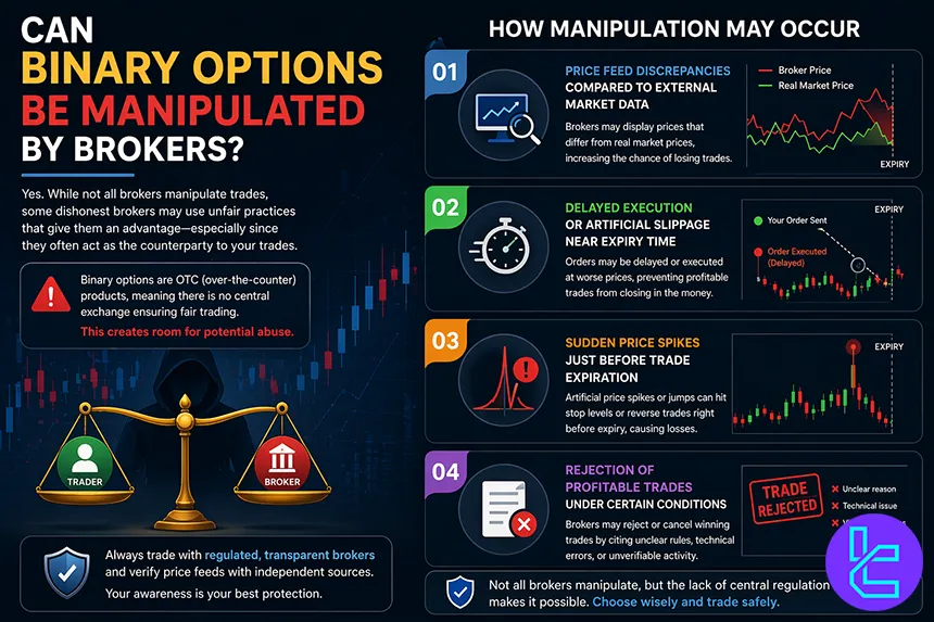 How binary options brokers may manipulate trades