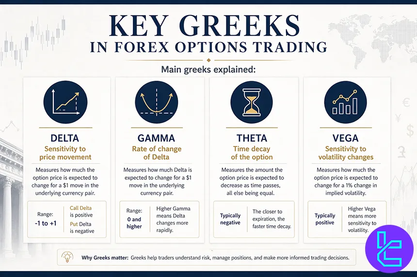 Key Greeks in forex options trading