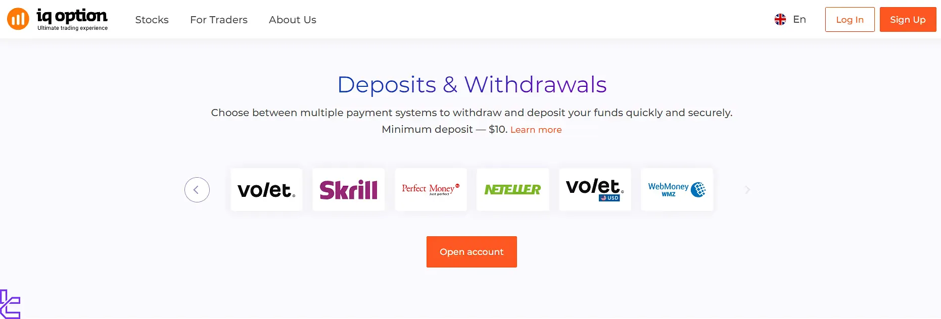 IQ Option deposits and withdrawals