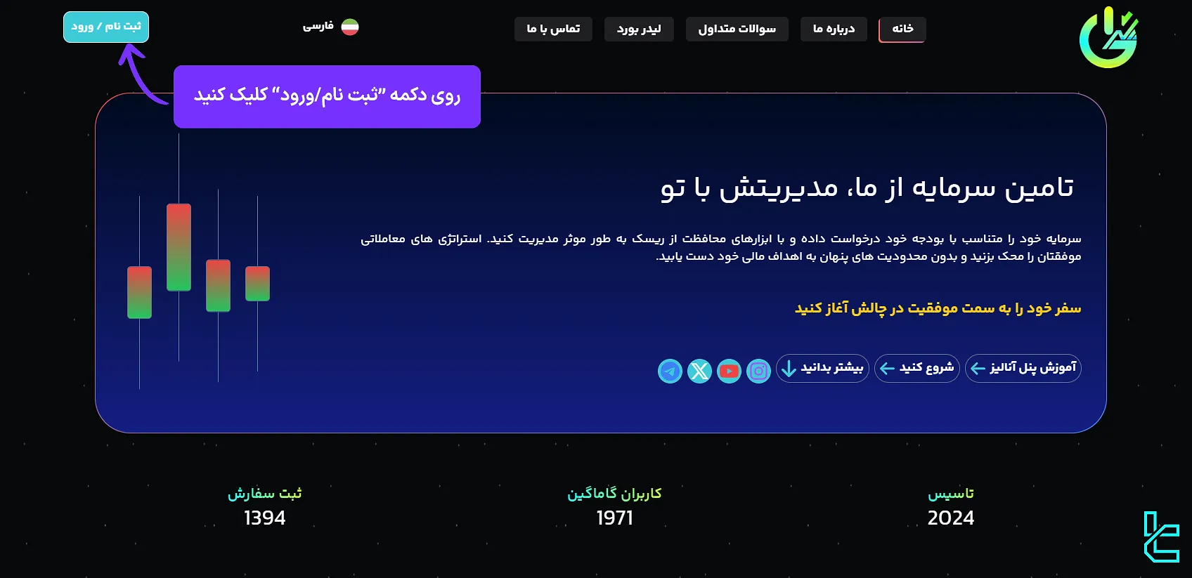 دکمه ثبت نام/ورود در گاما گین