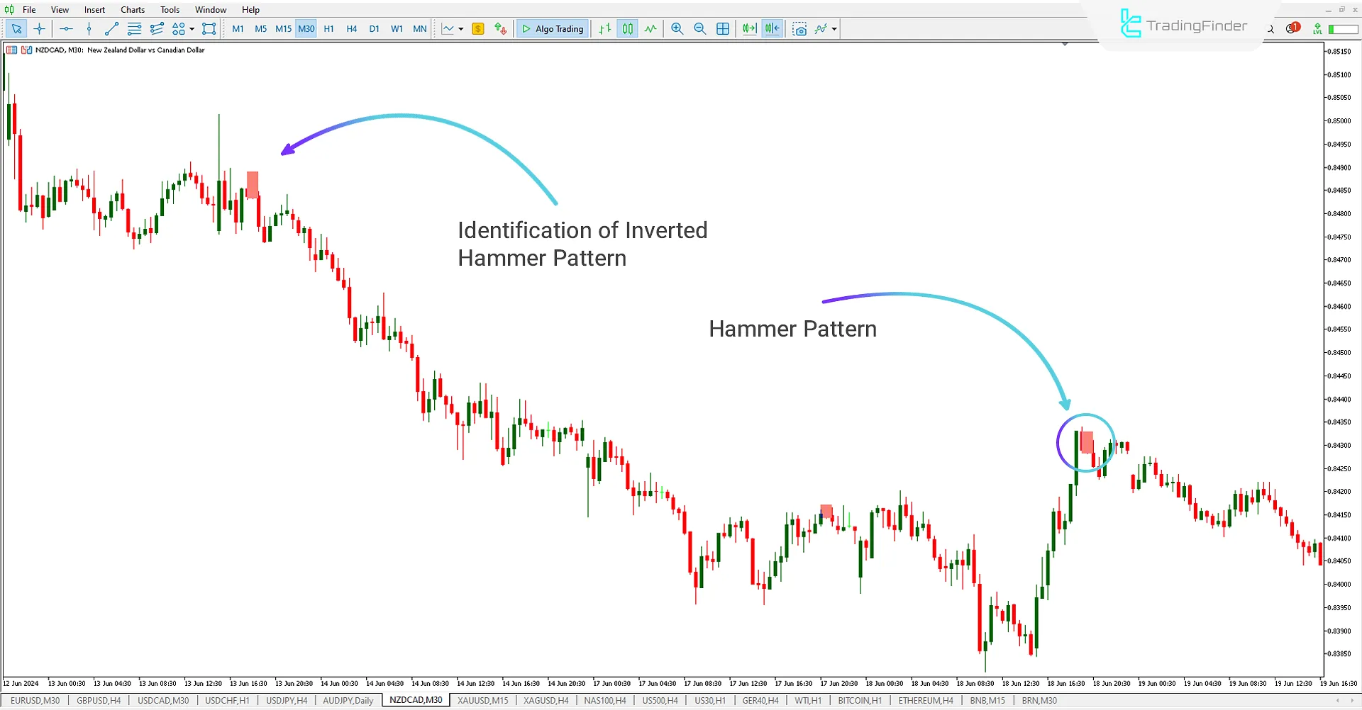 Hammer Pattern indicator in classic chart patterns for MetaTrader 5 Download - Free - [Trading Finder] 3