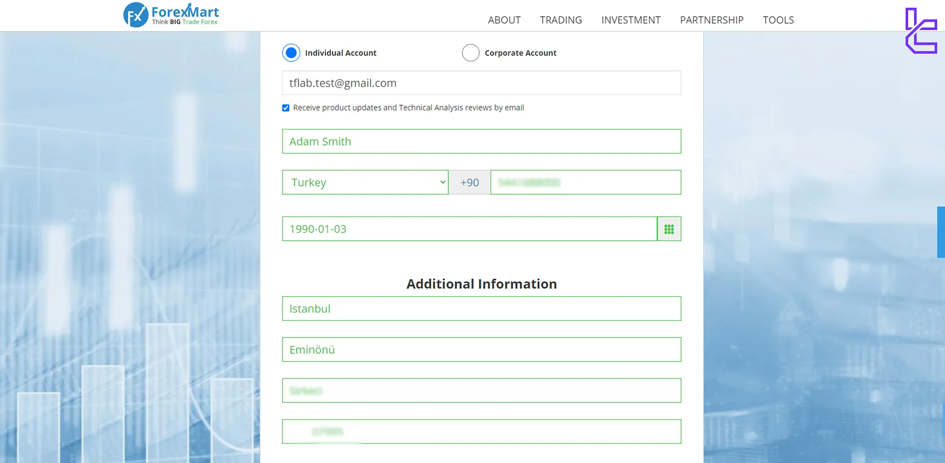 ForexMart sign-up