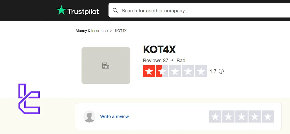 KOT4X Broker TrustPilot